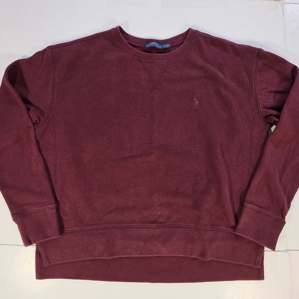 Polo Ralph Lauren Mens Maroon Burgundy Crewneck Sweatshirt Medium Pony Logo